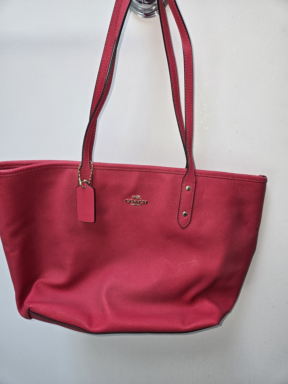 Coach Hot Pink City Zip Tote with Gold Logo